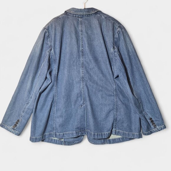Lauren Ralph Lauren Plus Size One-Button Denim Blazer City Blue Wash Y2K NWT - Picture 7 of 14